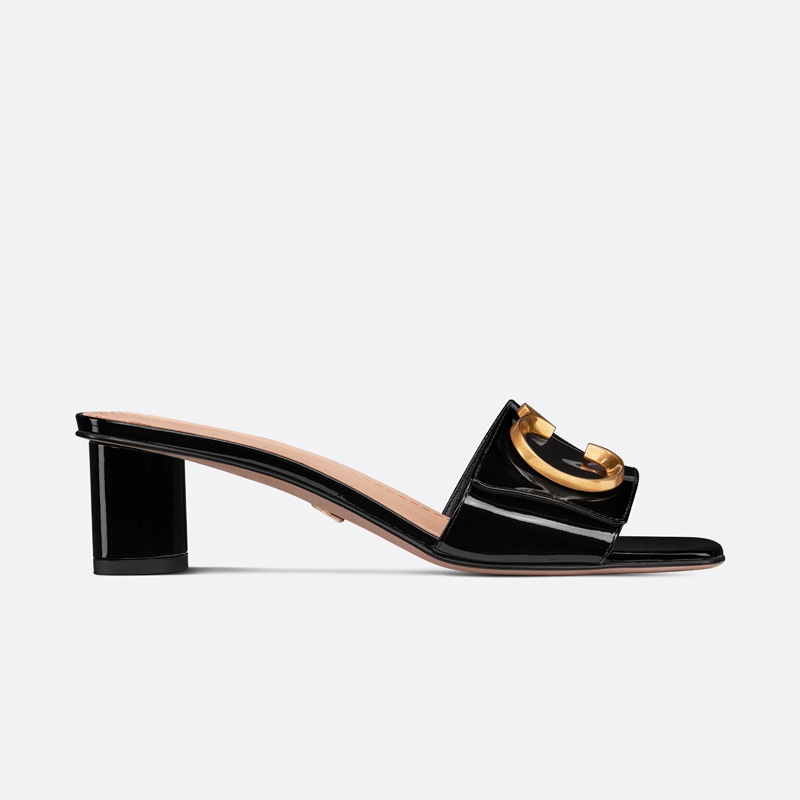 C'est Dior Heeled Slides Women Patent Leather Black