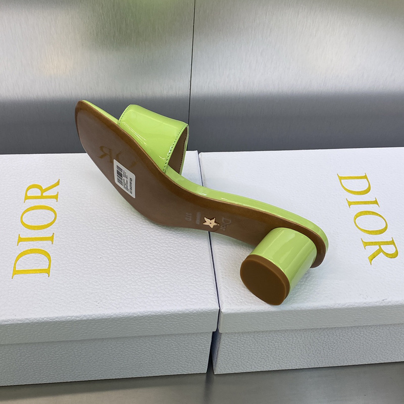 C'est Dior Heeled Slides Women Patent Leather Green