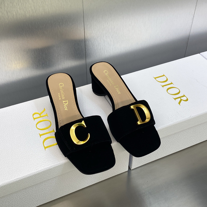 C'est Dior Heeled Slides Women Velvet Black