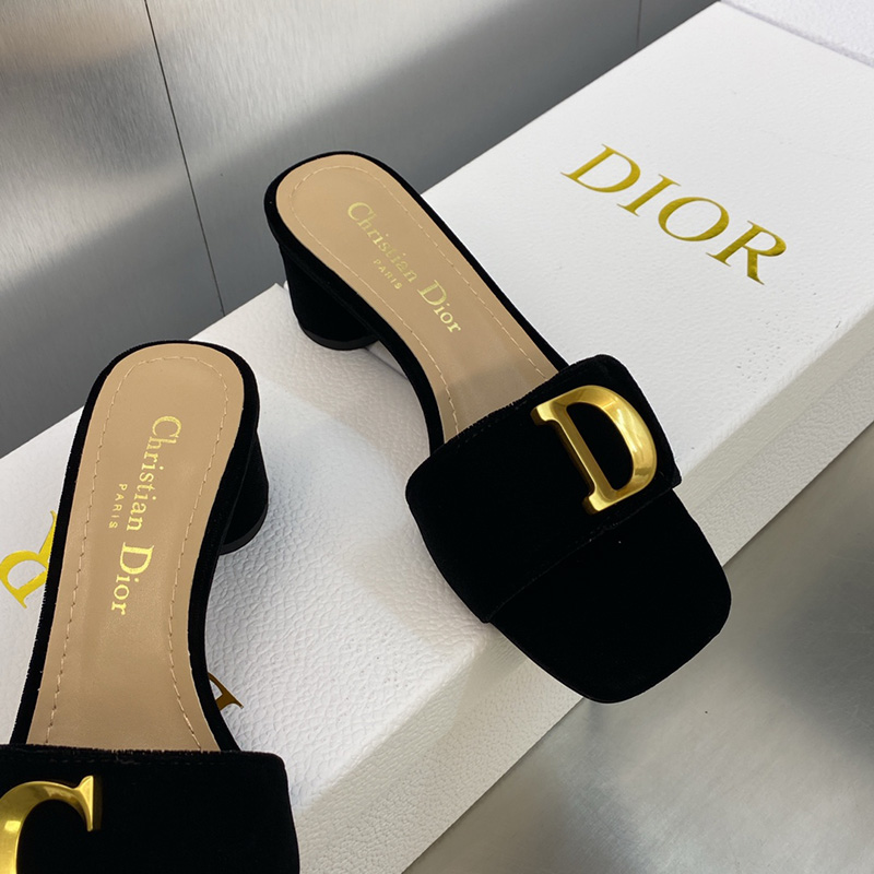 C'est Dior Heeled Slides Women Velvet Black