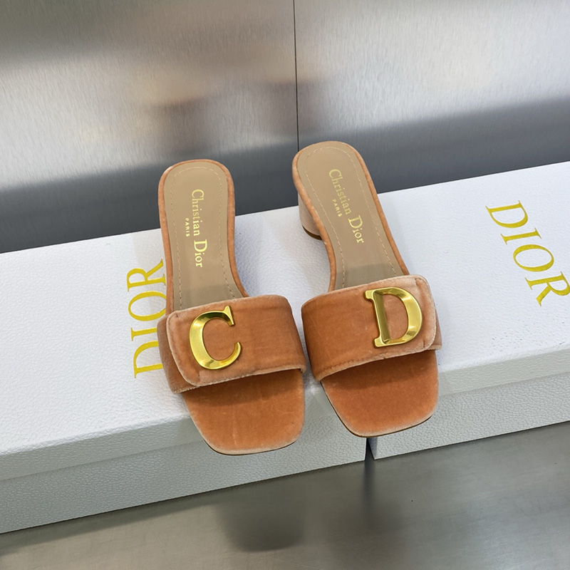 C'est Dior Heeled Slides Women Velvet Brown