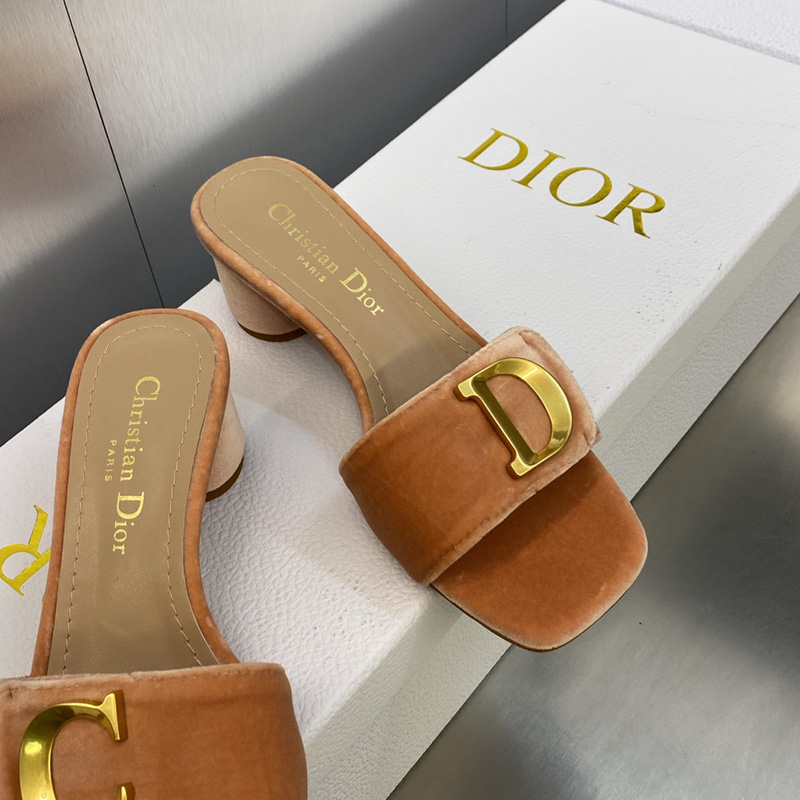 C'est Dior Heeled Slides Women Velvet Brown