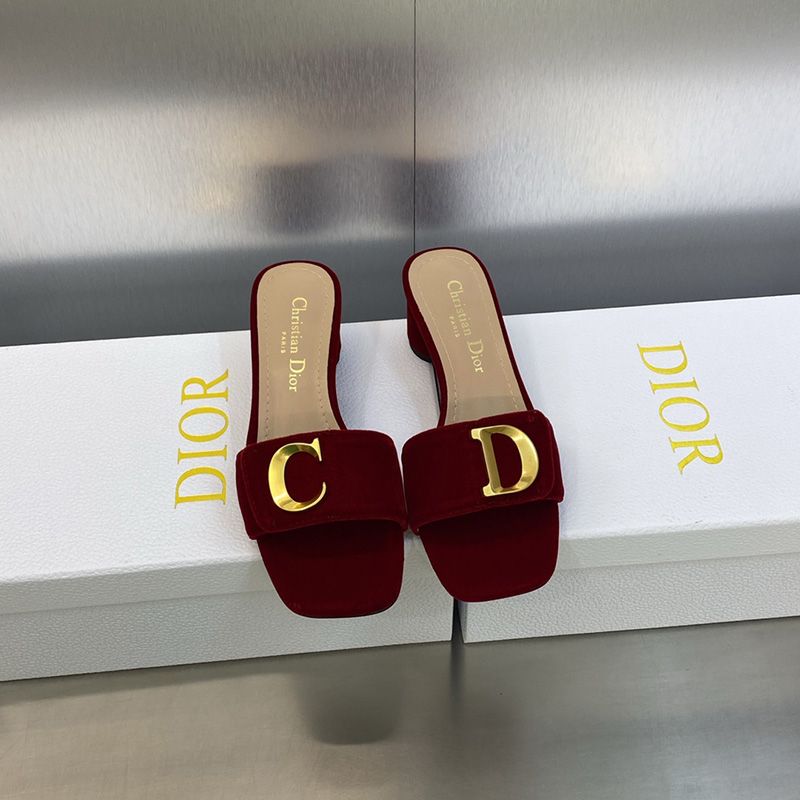 C'est Dior Heeled Slides Women Velvet Red