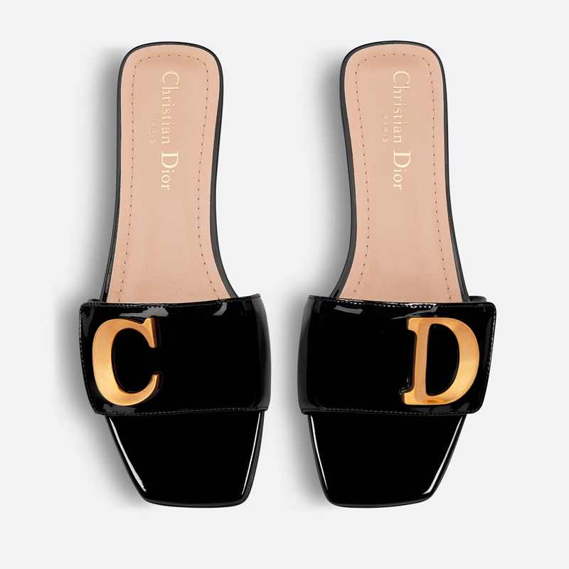 C'est Dior Slides Women Patent Leather Black