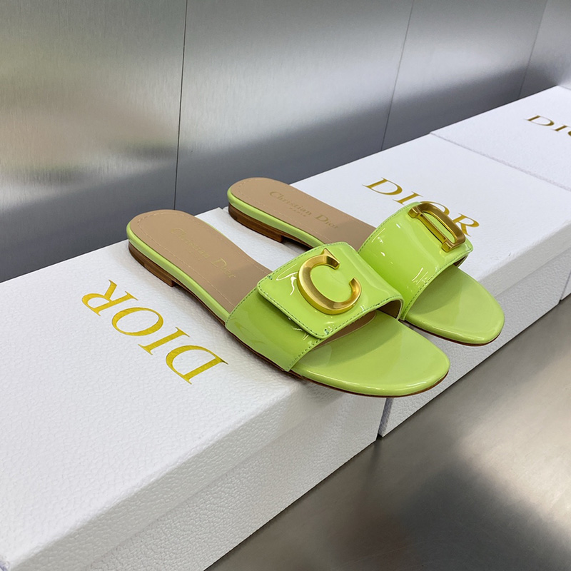 C'est Dior Slides Women Patent Leather Green