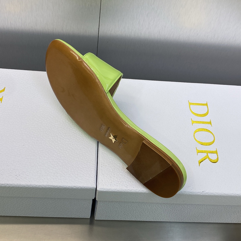 C'est Dior Slides Women Patent Leather Green