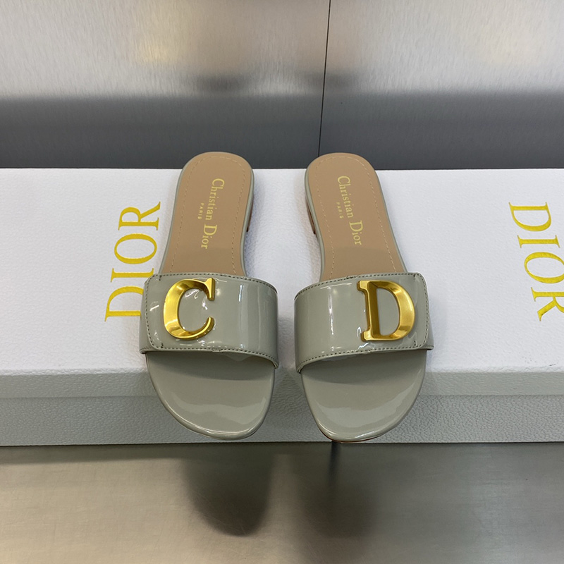 C'est Dior Slides Women Patent Leather Grey