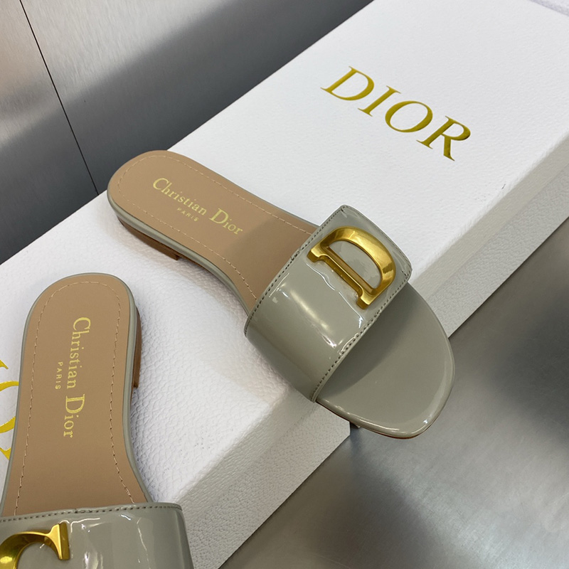 C'est Dior Slides Women Patent Leather Grey