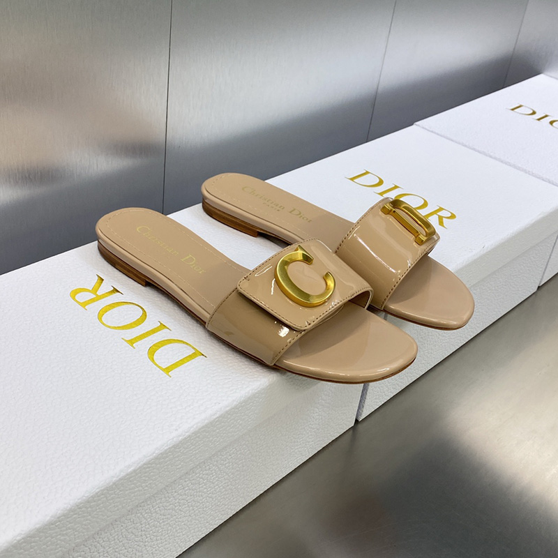 C'est Dior Slides Women Patent Leather Khaki