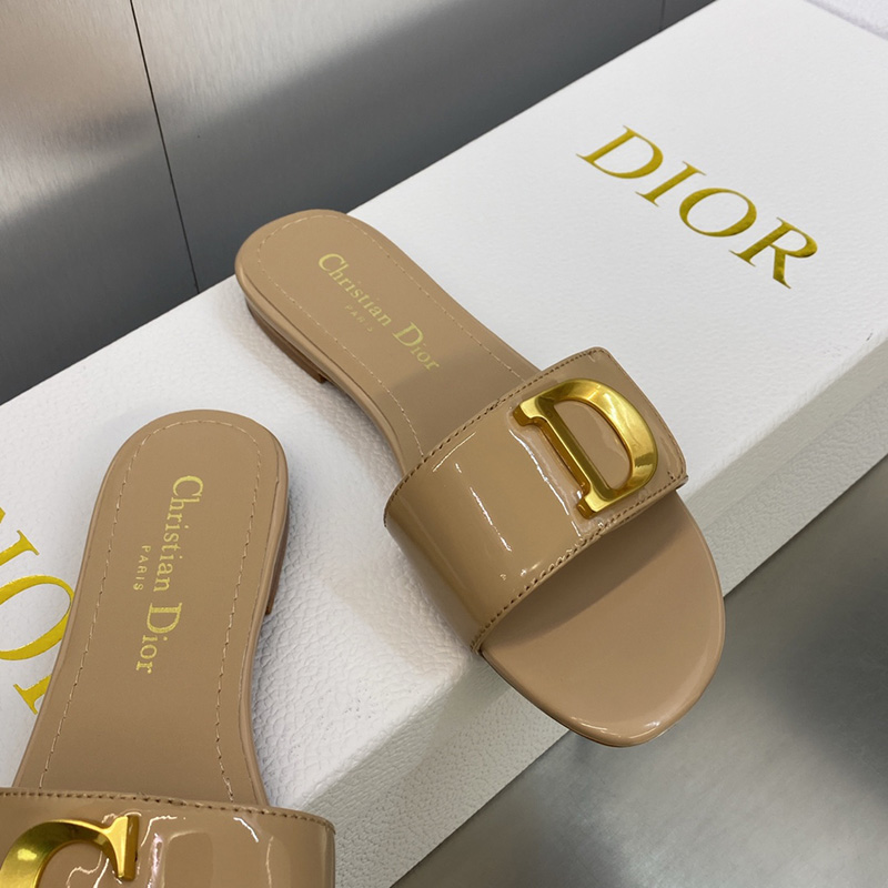 C'est Dior Slides Women Patent Leather Khaki