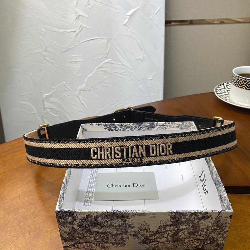 Christian Dior 30 Montaigne CD Belt Canvas Black/Beige