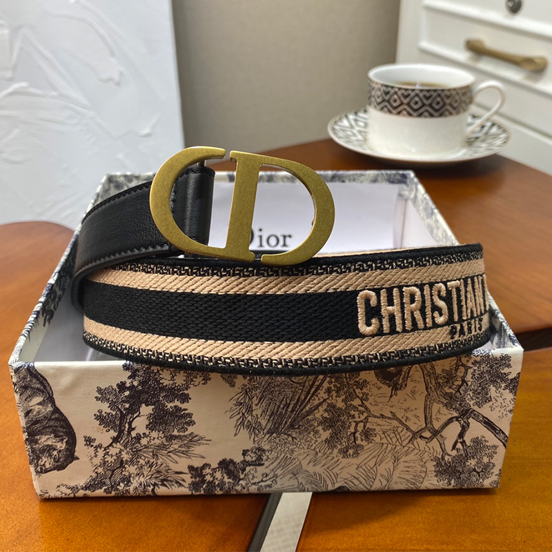 Christian Dior 30 Montaigne CD Belt Canvas Black/Beige