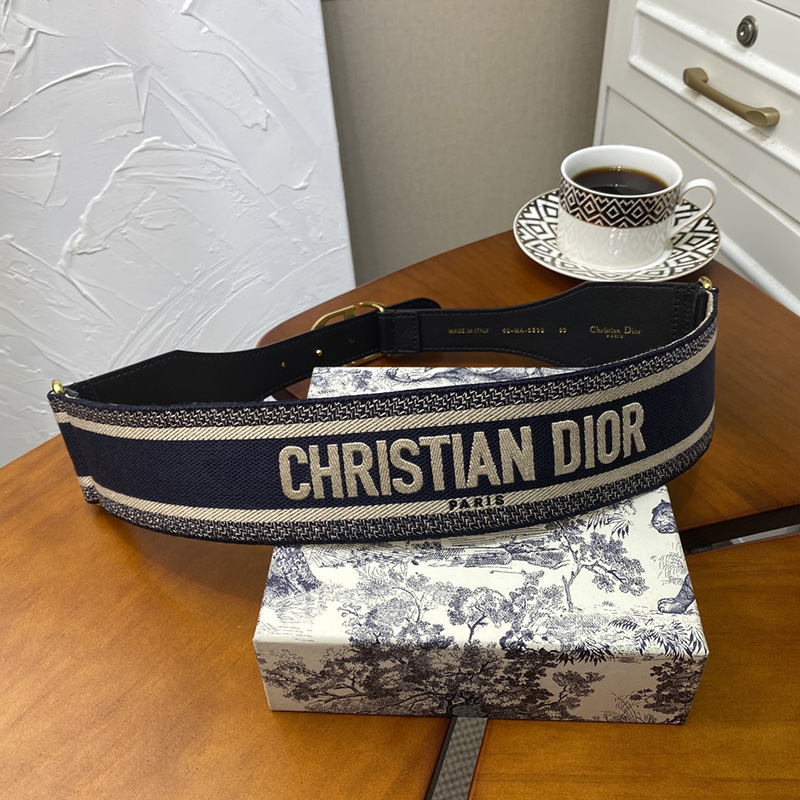 Christian Dior 30 Montaigne CD Belt Canvas Blue/Beige