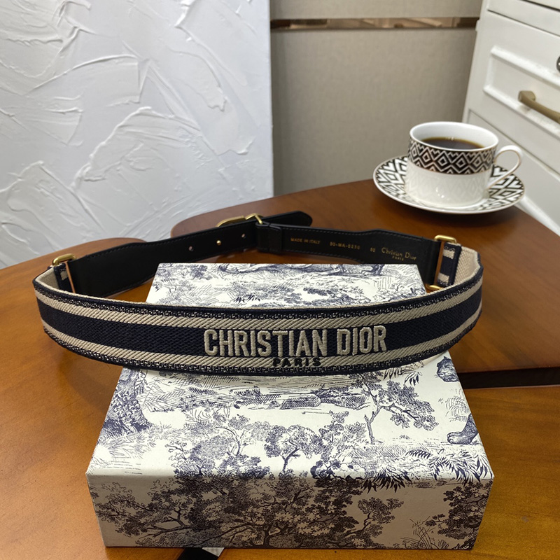 Christian Dior 30 Montaigne CD Belt Canvas Navy Blue/Beige