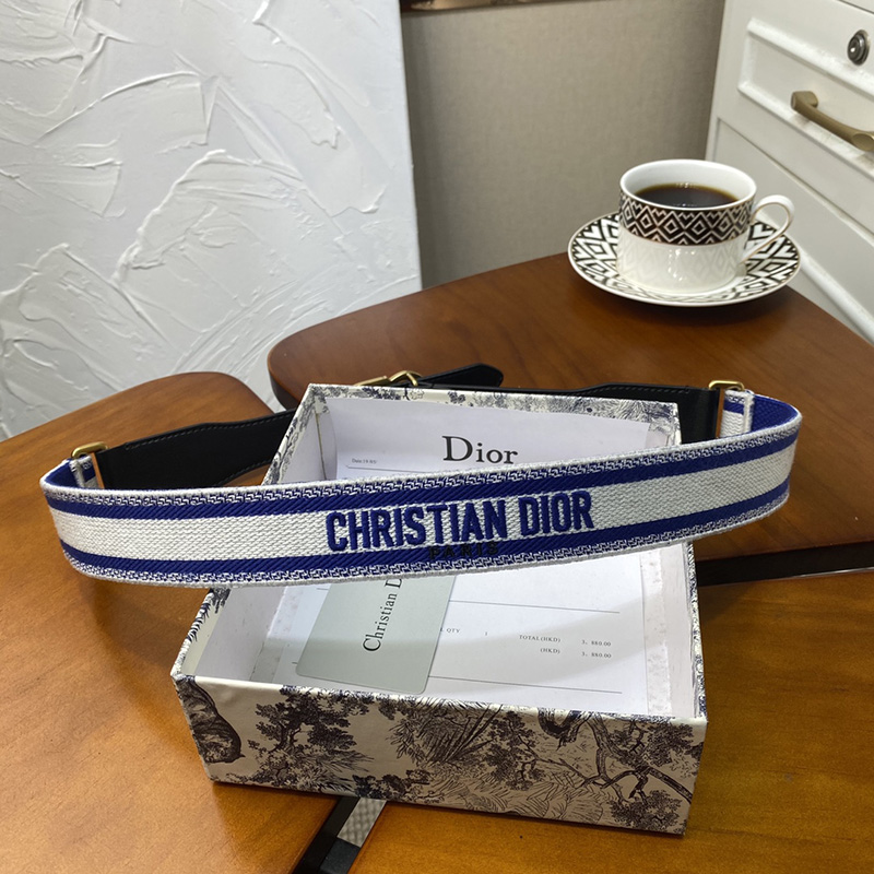 Christian Dior 30 Montaigne CD Belt Canvas White/Blue