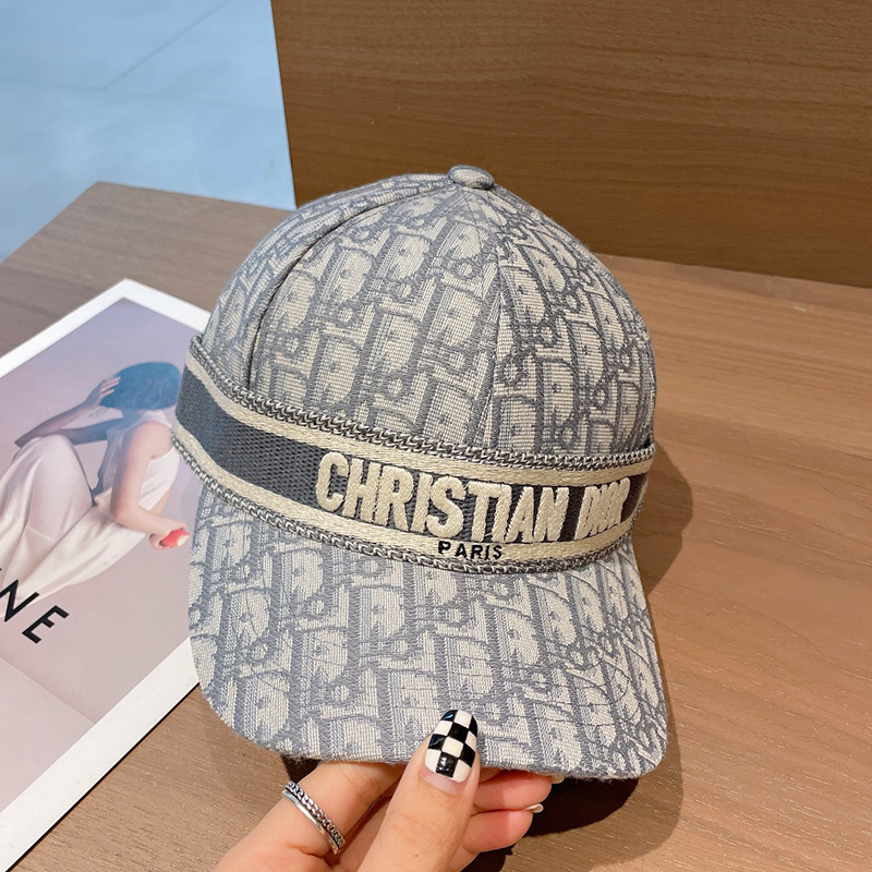 Christian Dior Baseball Cap D-Oblique Cotton Grey