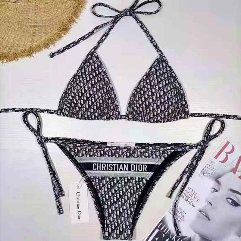 Christian Dior Bikini Women Oblique Jacquard Technical Fabric Black/Grey