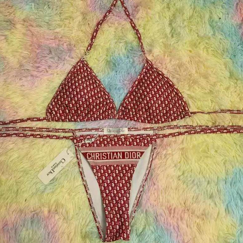 Christian Dior Bikini Women Oblique Jacquard Technical Fabric Burgundy