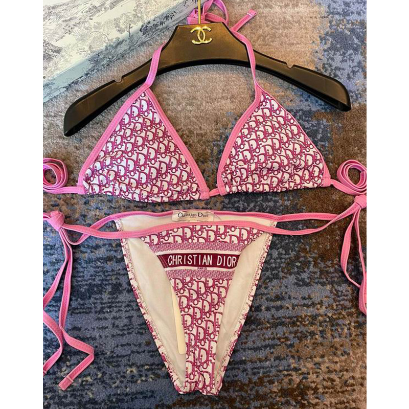 Christian Dior Bikini Women Oblique Jacquard Technical Fabric Pink