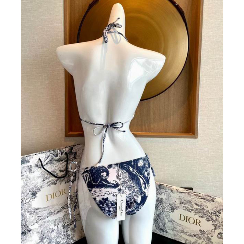 Christian Dior Bikini Women Toile De Jouy Print Lycra Blue