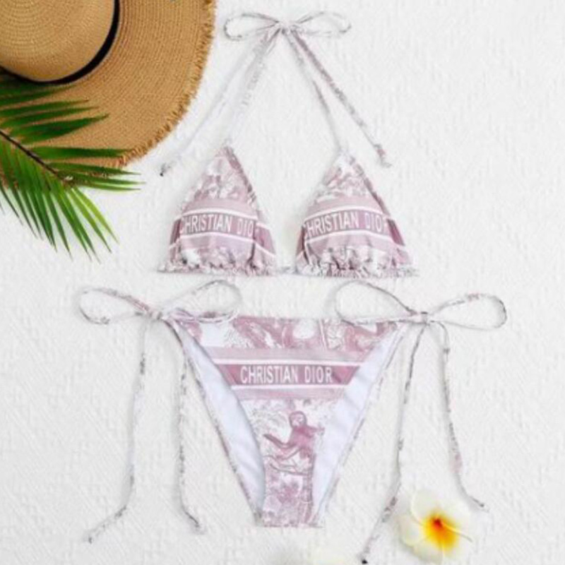 Christian Dior Bikini Women Toile De Jouy Print Lycra Pink