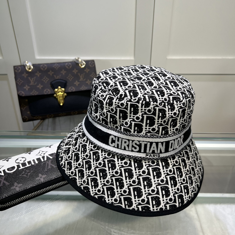 Christian Dior Bucket Hat D-Oblique Canvas Black