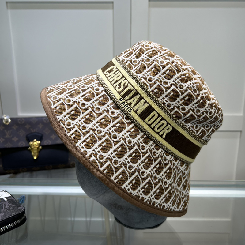 Christian Dior Bucket Hat D-Oblique Canvas Brown