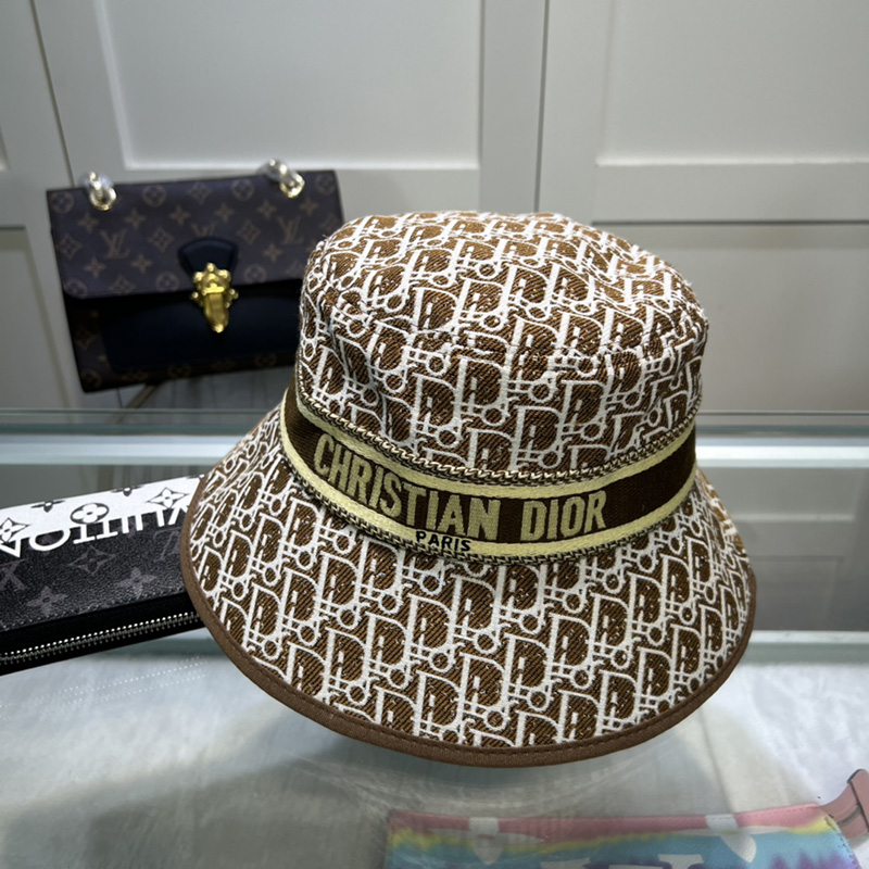 Christian Dior Bucket Hat D-Oblique Canvas Brown