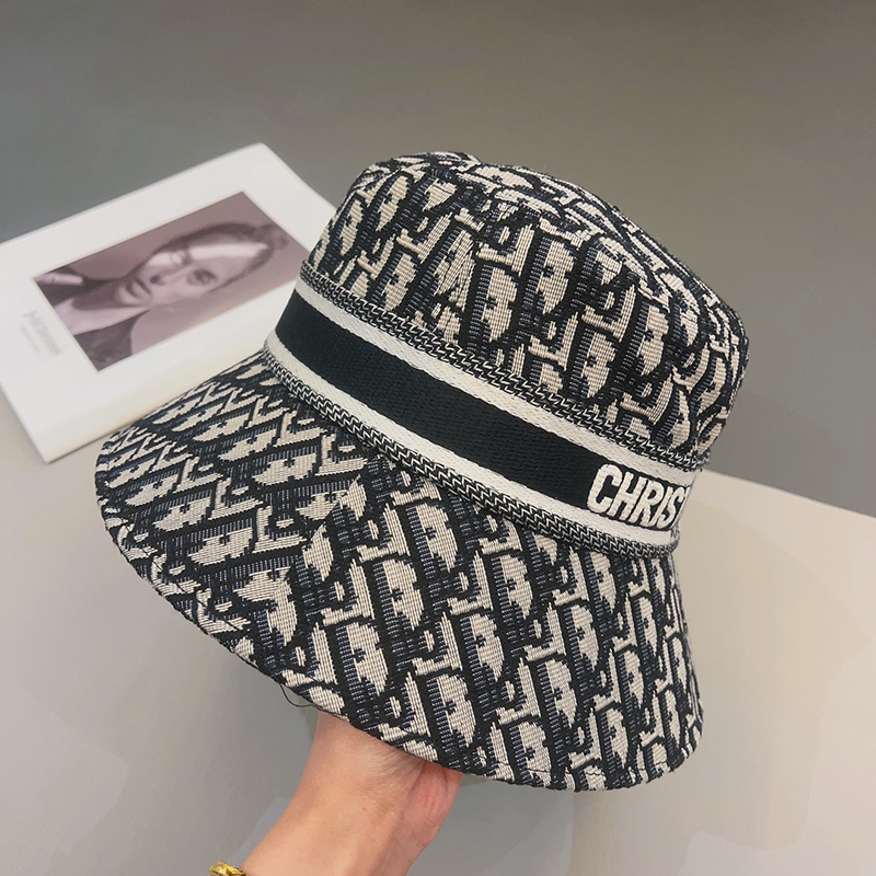 Christian Dior Bucket Hat D-Oblique Cotton Black