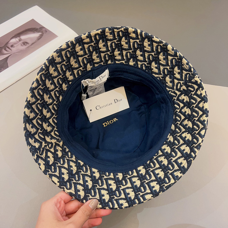 Christian Dior Bucket Hat D-Oblique Cotton Blue