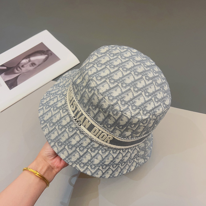 Christian Dior Bucket Hat D-Oblique Cotton Grey