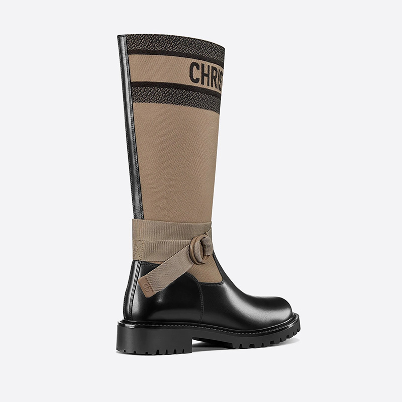 Christian Dior D-Major Boots Women Calfskin and Technical Fabric Beige