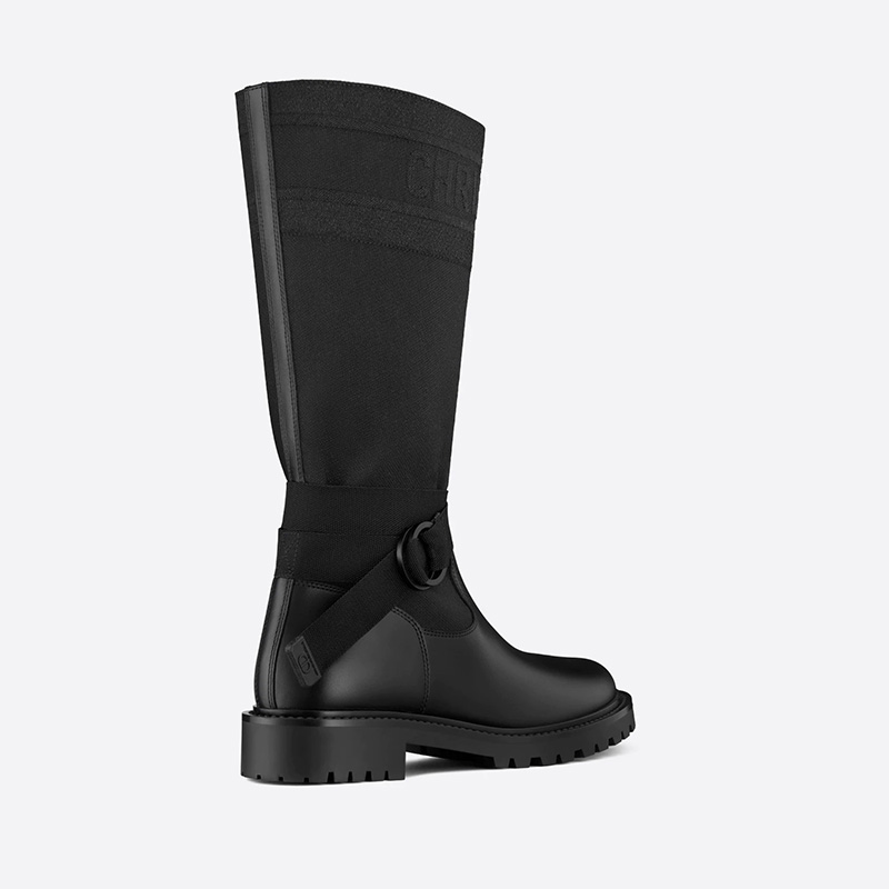 Christian Dior D-Major Boots Women Calfskin and Technical Fabric Black