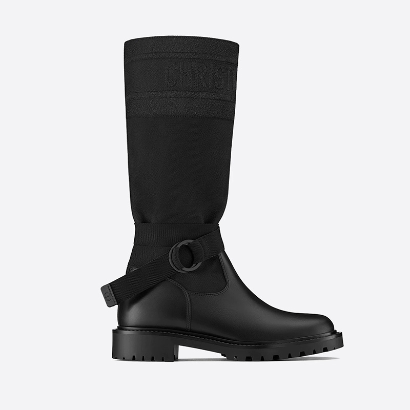 Christian Dior D-Major Boots Women Calfskin and Technical Fabric Black