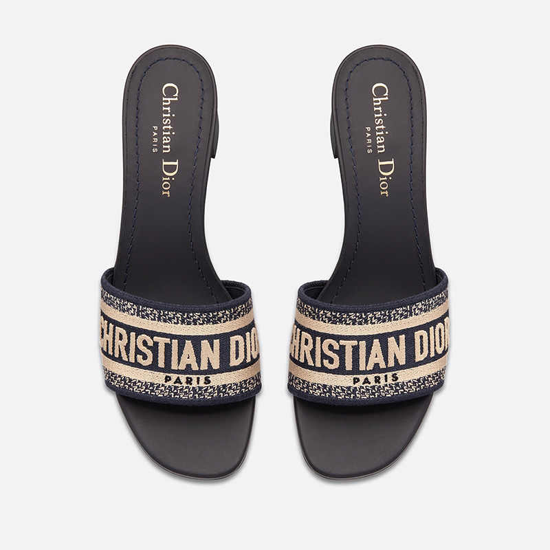 Christian Dior Dway Heeled Slides Women Canvas Blue
