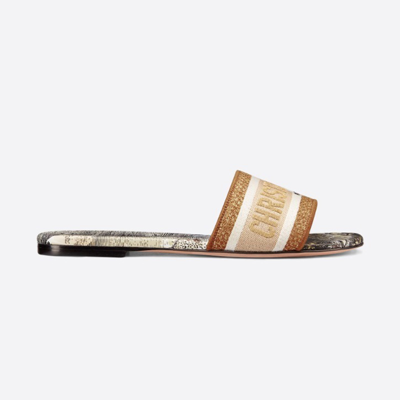 Christian Dior Dway Slides Women Baobab Motif Canvas Grey