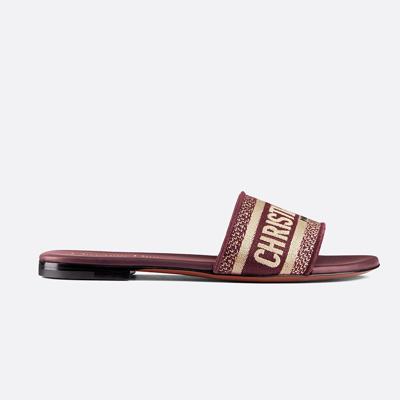 Christian Dior Dway Slides Women Canvas Burgundy