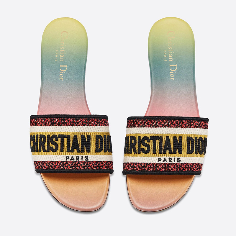 Christian Dior Dway Slides Women Canvas Multicolor