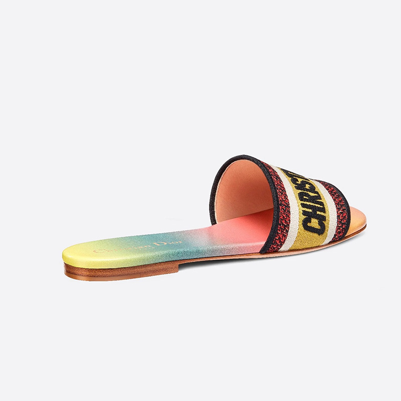 Christian Dior Dway Slides Women Canvas Multicolor