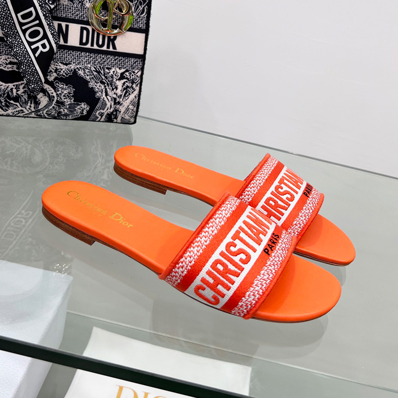 Christian Dior Dway Slides Women Canvas Orange