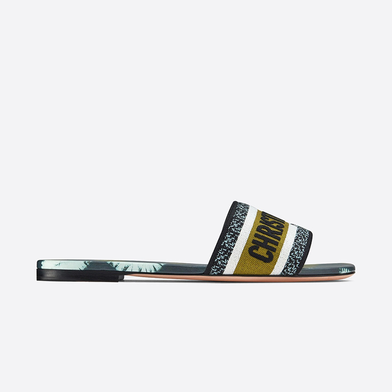 Christian Dior Dway Slides Women Tie & Dye Motif Canvas Green