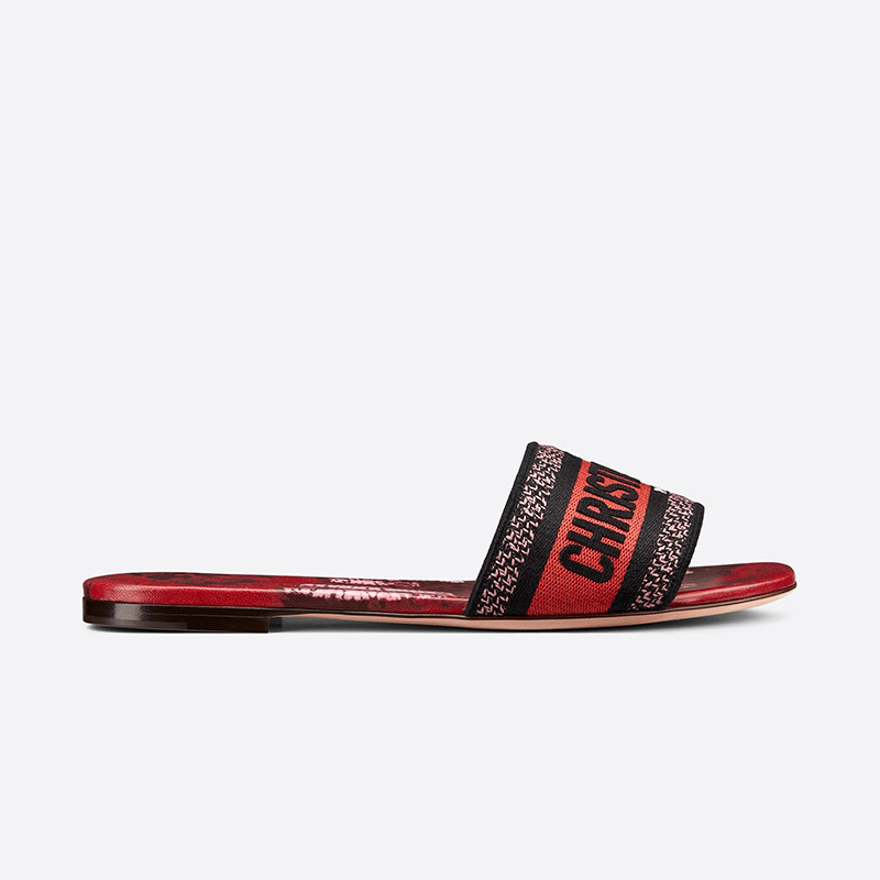 Christian Dior Dway Slides Women Tie & Dye Motif Canvas Red