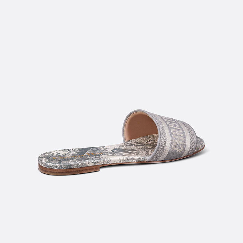 Christian Dior Dway Slides Women Toile De Jouy Motif Canvas Grey