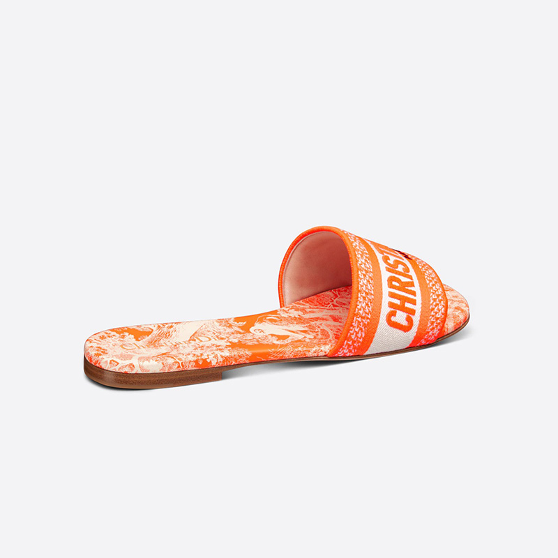 Christian Dior Dway Slides Women Toile De Jouy Motif Canvas Orange