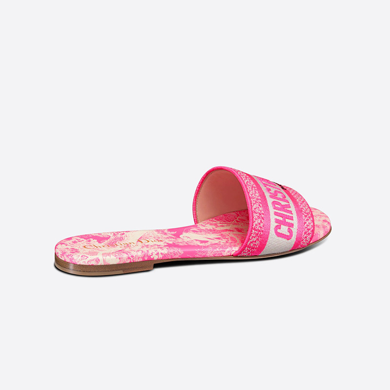 Christian Dior Dway Slides Women Toile De Jouy Motif Canvas Rose