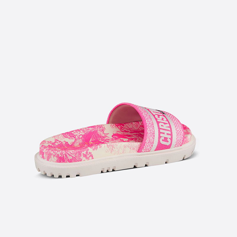 Christian Dior Dway Slides Women Toile De Jouy Motif Cotton Pink