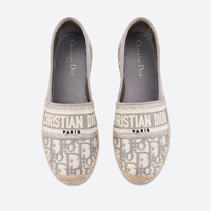 Christian Dior Granville Espadrilles Women Oblique Motif Canvas Grey