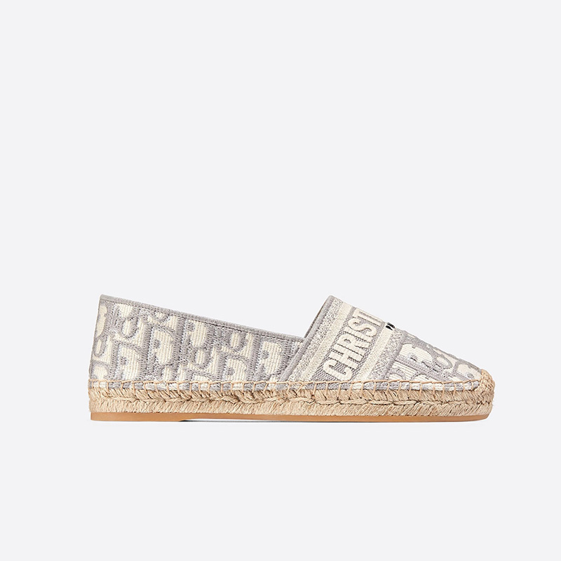 Christian Dior Granville Espadrilles Women Oblique Motif Canvas Grey