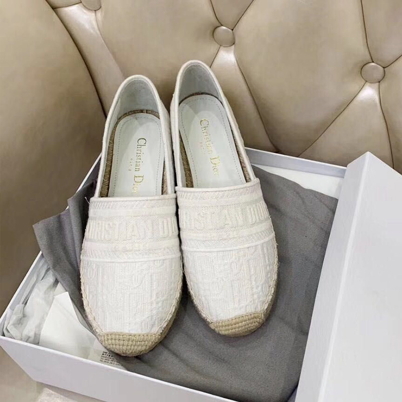 Christian Dior Granville Espadrilles Women Oblique Motif Canvas White