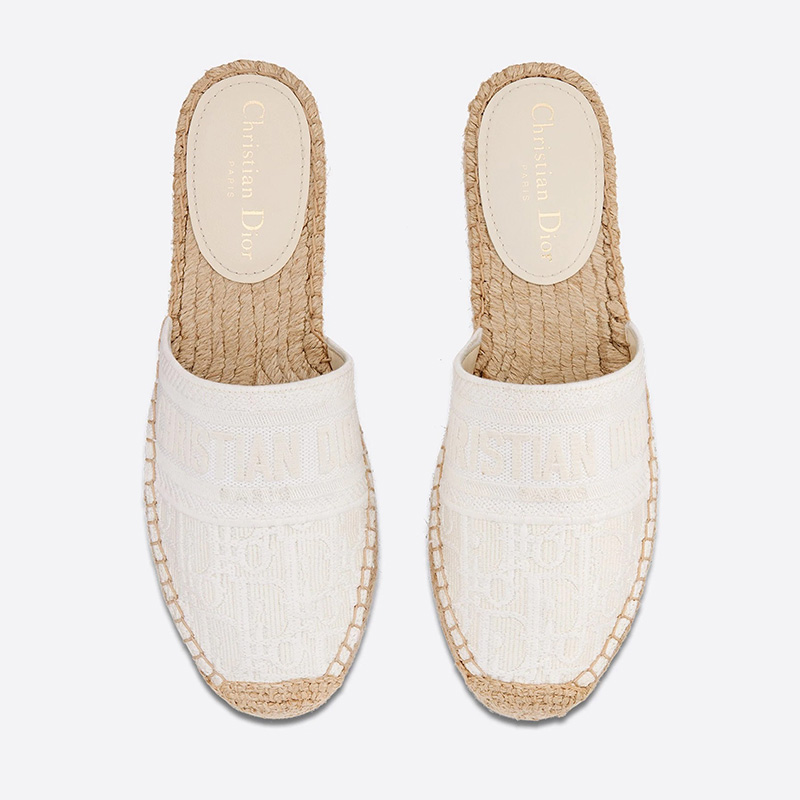 Christian Dior Granville Mules Women Oblique Motif Cotton White